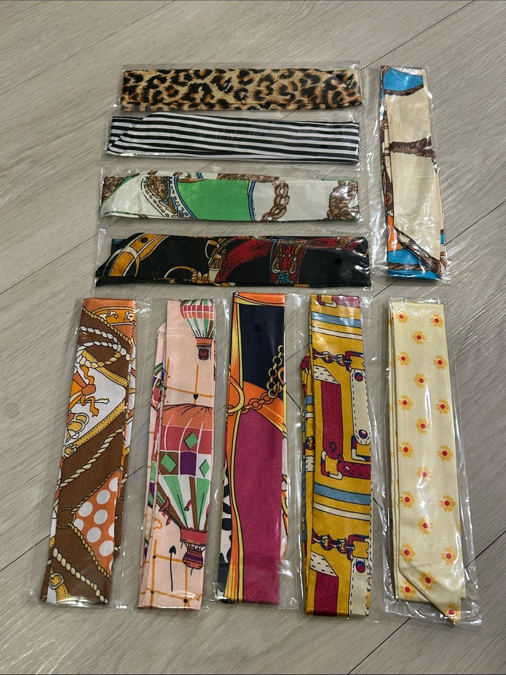 Purse Satin Scarf Set of 10 #24—Various Patterns and Colors